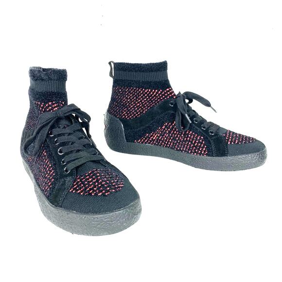 ASH Womens Ninja Sock Trainers Cashmere Tweed Knit Red Black Suede Trim Size 40 - Picture 11 of 11